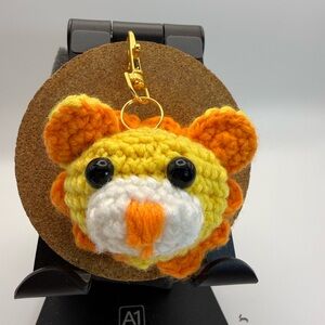 Handmade Crochet Hamster Keychain - Yellow and Orange